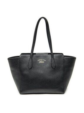 Gucci Small Swing Tote Black Grain Calfskin Leather